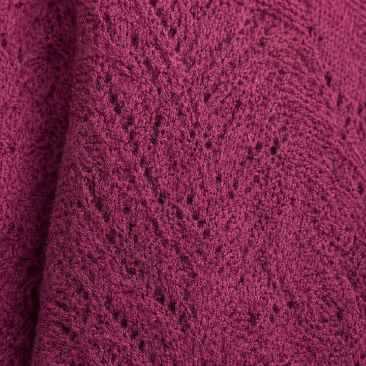 Damen Strickoberteil Rautenmuster Wasserfallkragen