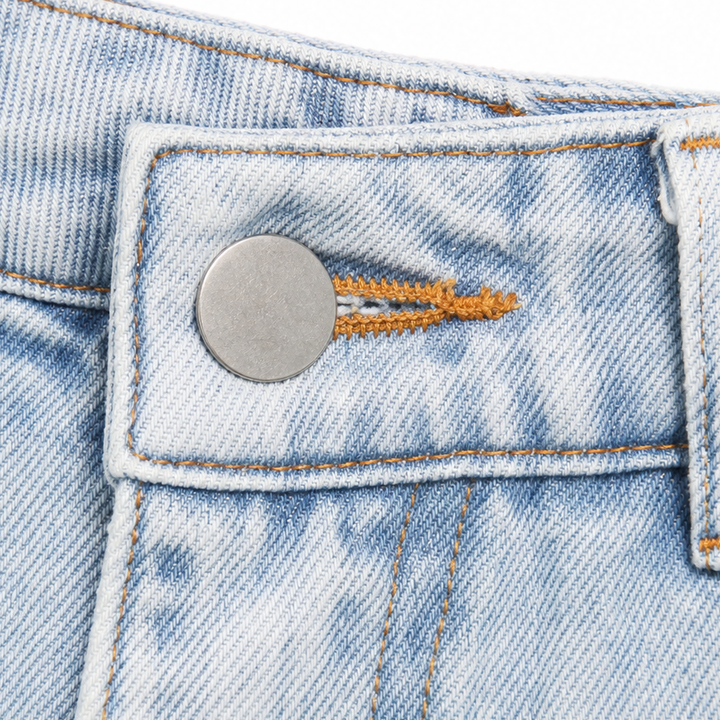 Damen Weite Jeans Mit Asymmetrischem Taillenbund
