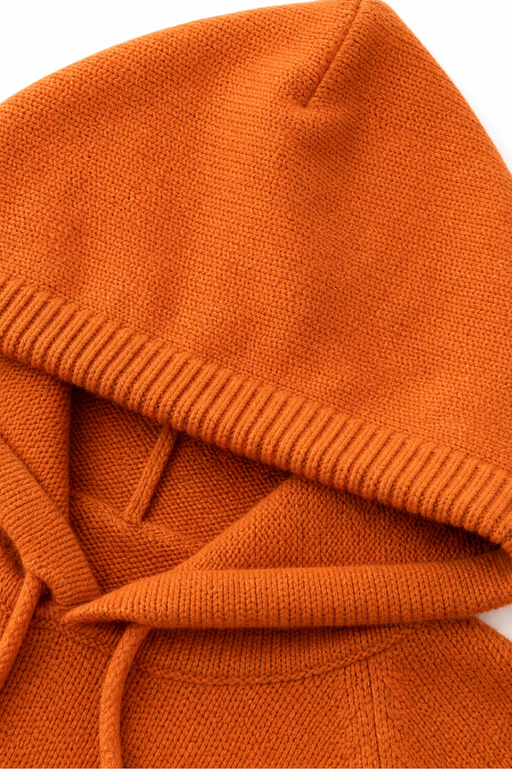 Damen Rippstrick Pullover Mit Kapuze Und Kordelzug