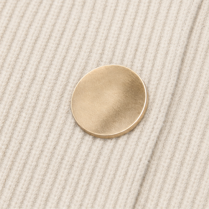 Damen Rippstrick Maxikleid Mit Laternenärmeln Und Goldenen Knöpfen