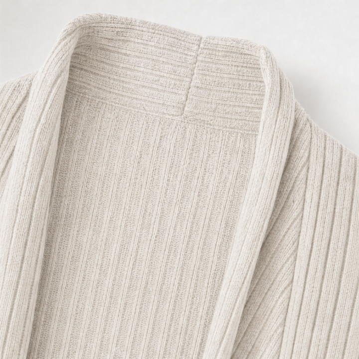 Damenstrickjacke Gerippt Offene Vorderseite