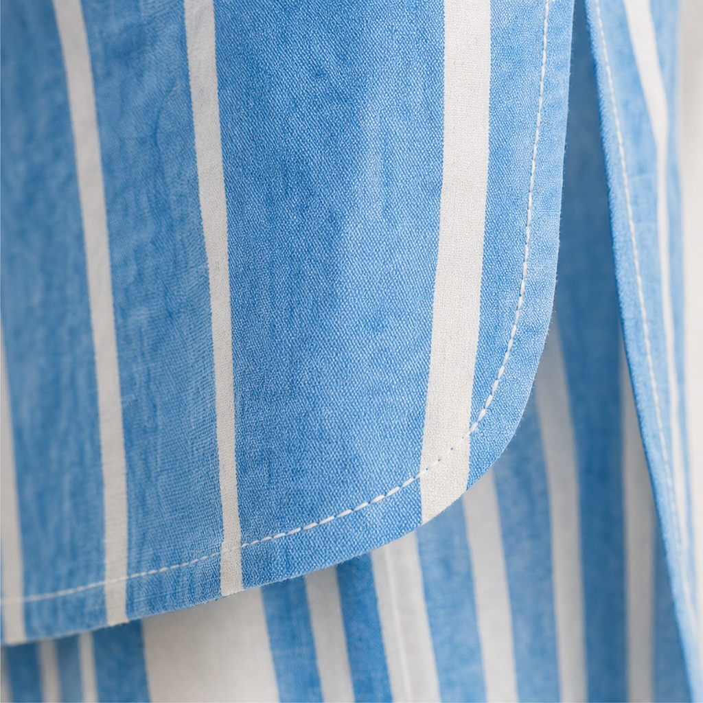 Damen Zweiteiler Gestreiftes Longline-Hemd Und Weite Hose
