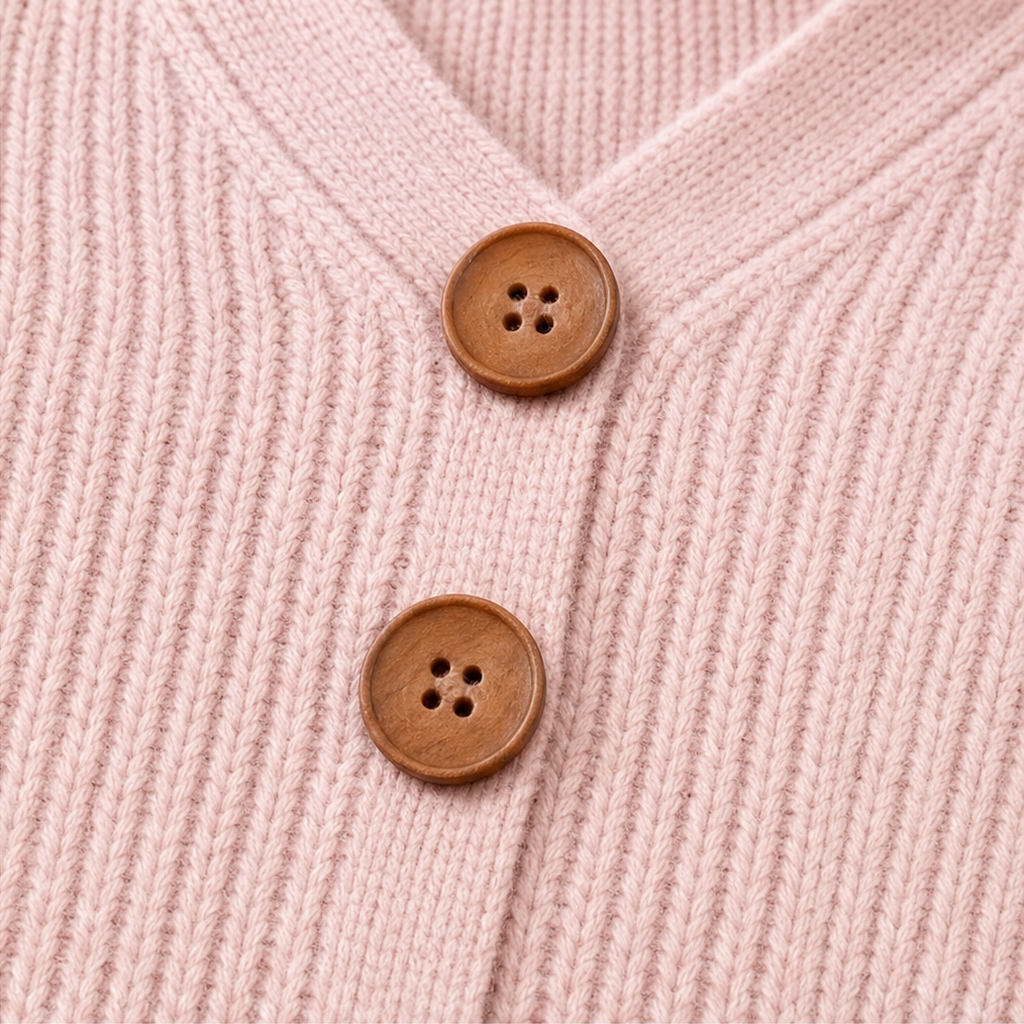 Vellora | Damen Strickpullover mit V-Ausschnitt und Knopfdetails