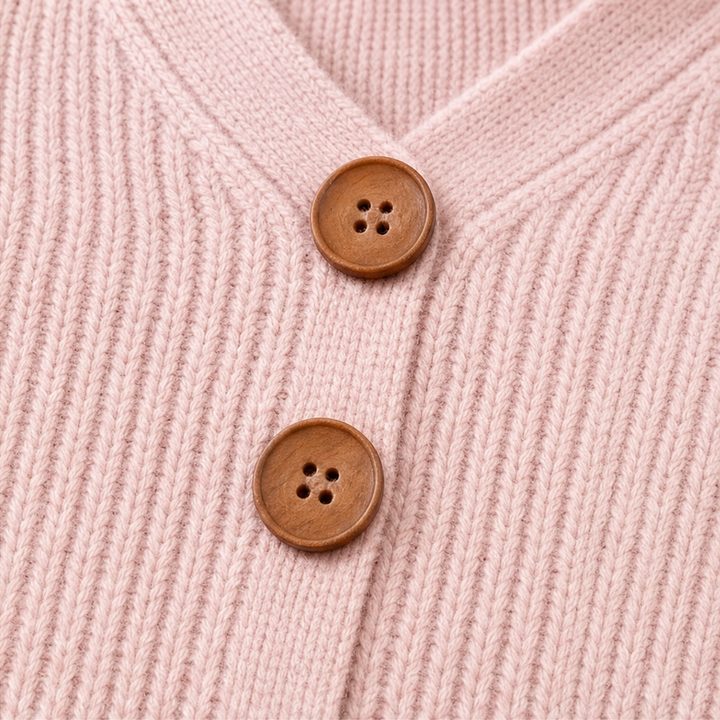 Vellora | Damen Strickpullover mit V-Ausschnitt und Knopfdetails