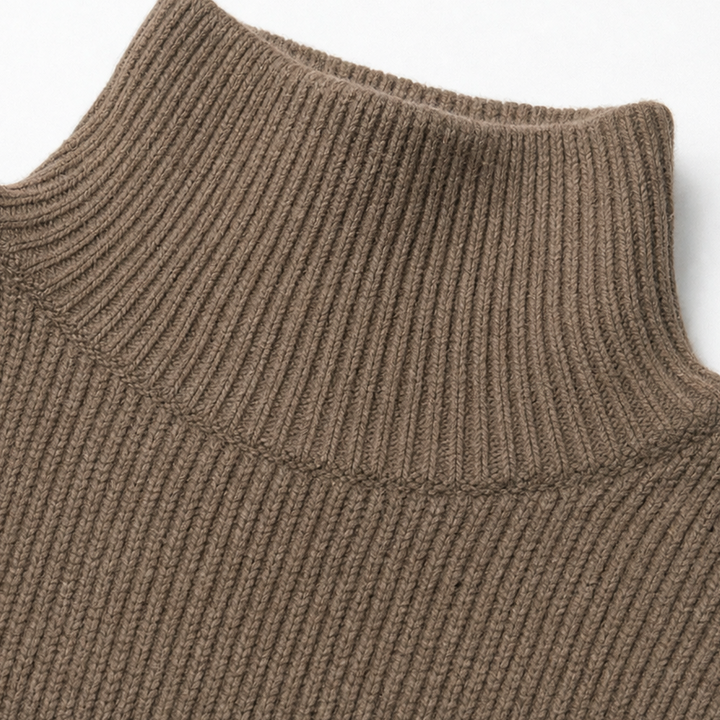 Damen Pulloverkleid Mit Rüschensaum Und Rollkragen