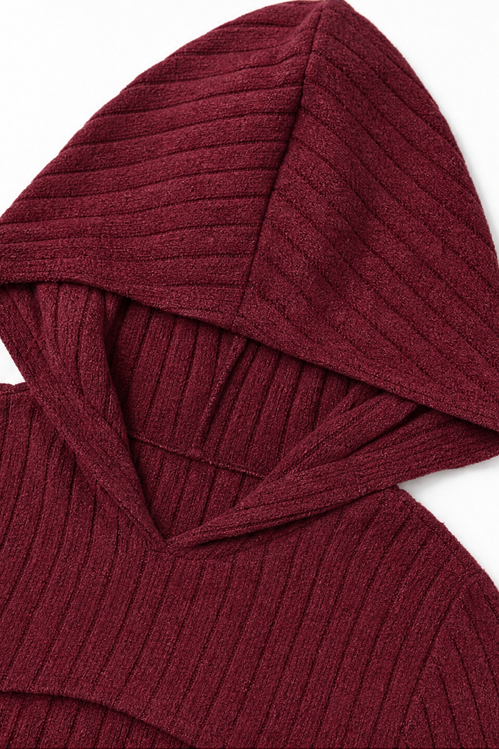 Damen Set Bolero Mit Kapuze Und Rippstrick Minikleid
