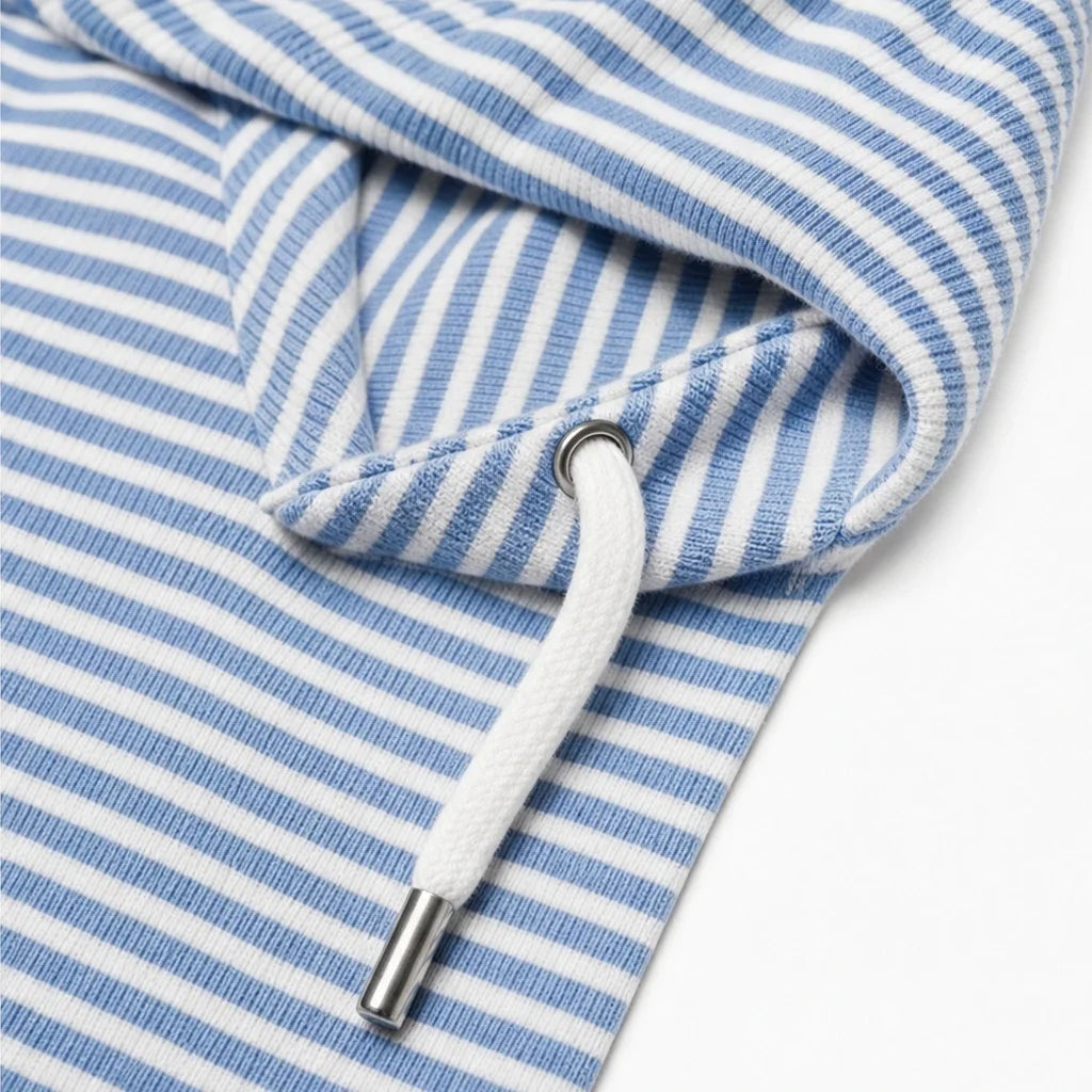 Sudadera con capucha, estampado de rayas y cordón ajustable