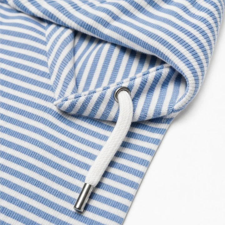Sudadera con capucha, estampado de rayas y cordón ajustable