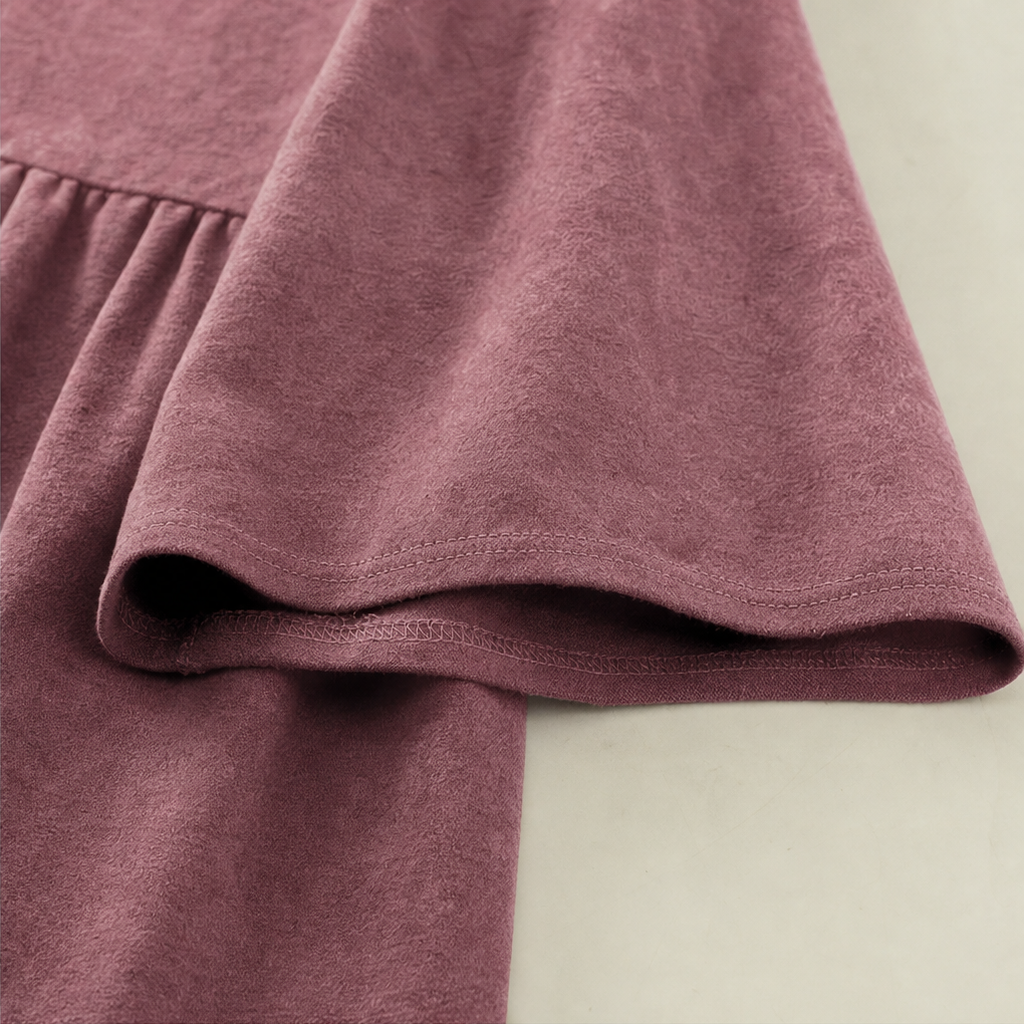 Damen Kleid Langarm Volants Gestuft