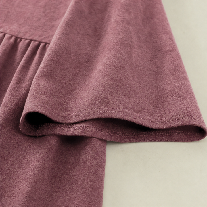 Damen Kleid Langarm Volants Gestuft