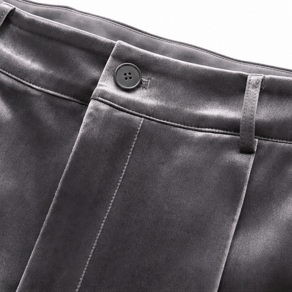 Damen Samthose Hohe Taille Weites Bein