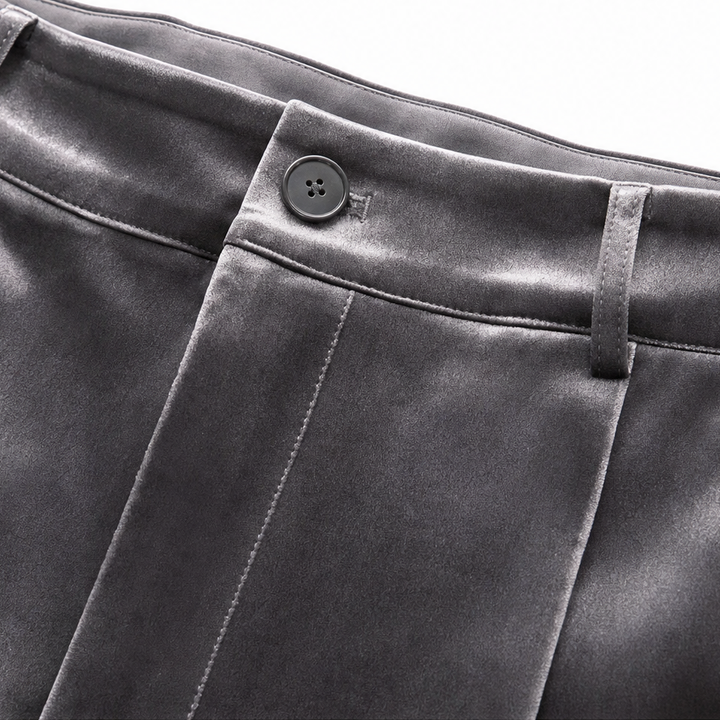 Damen Samthose Hohe Taille Weites Bein