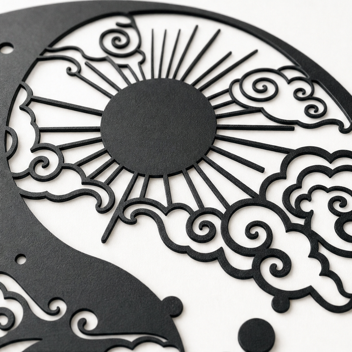 Solstice Balance | Metall-Wanddekoration mit Sonne und Mond