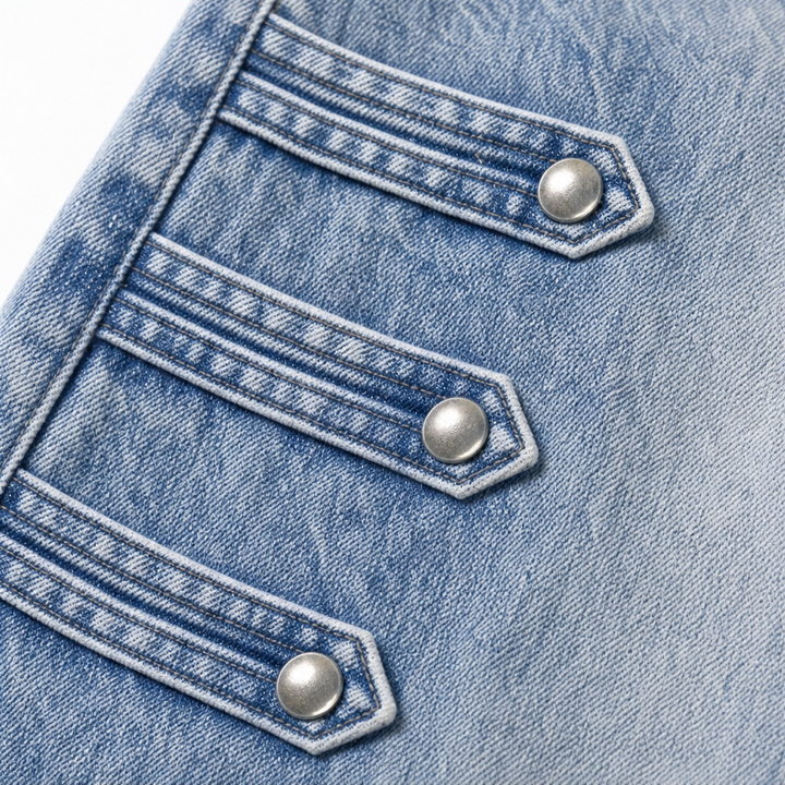 Damen Weite Jeans Mit Seitlicher Schnalle