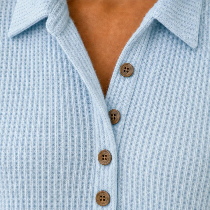 Langarm-Tunika-Pullover in Waffelstrick