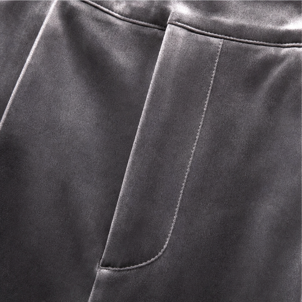 Damen Samthose Hohe Taille Weites Bein
