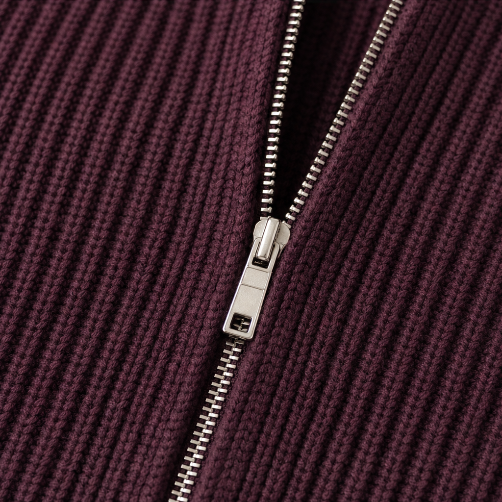 Damen Strickjacke Mit Reißverschluss Und Laternenärmeln