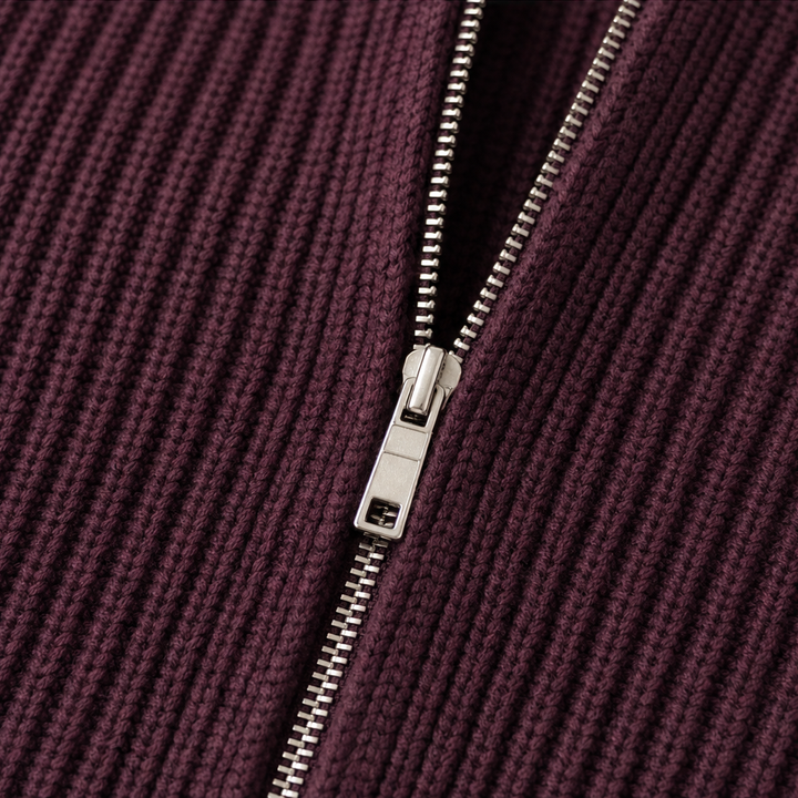 Damen Strickjacke Mit Reißverschluss Und Laternenärmeln
