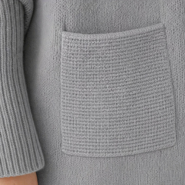 Oversized Poncho-Pullover mit Rollkragen und Taschen