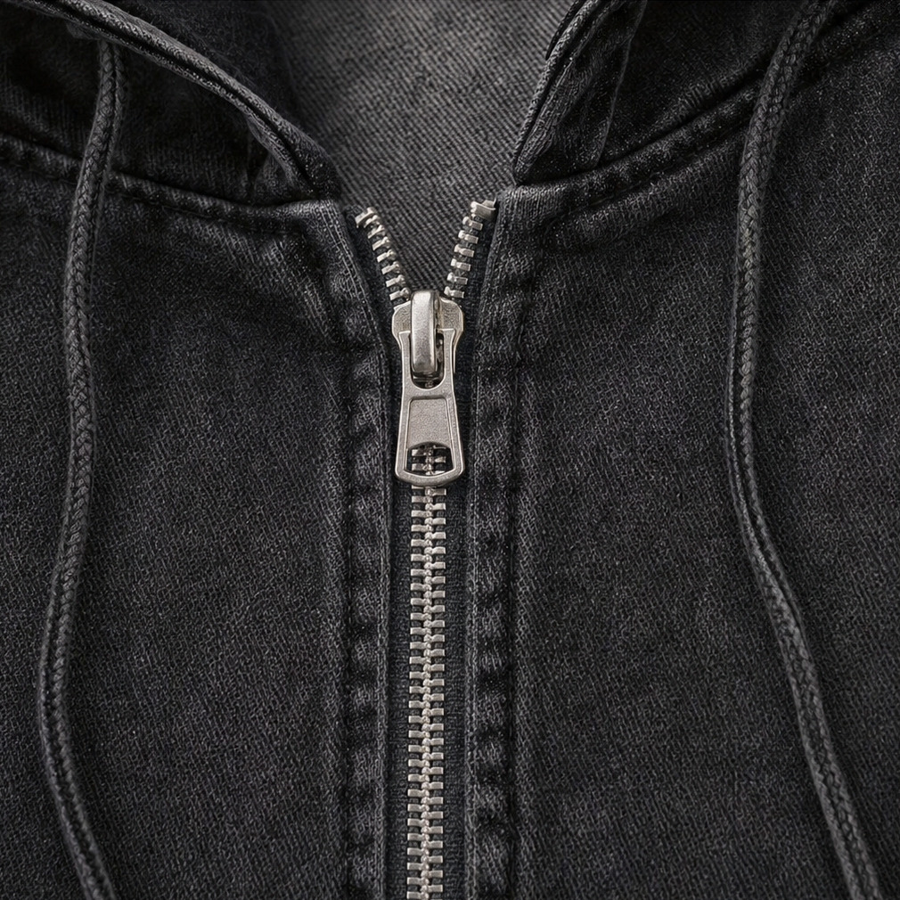 Damen Jeansjacke mit Kapuze und Reißverschluss, Oversized