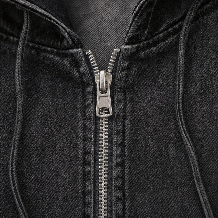 Damen Jeansjacke mit Kapuze und Reißverschluss, Oversized