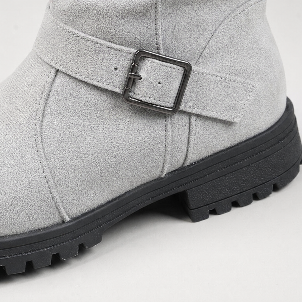 Damen Slouch Stiefel Mit Grober Sohle Und Gerippter Manschette