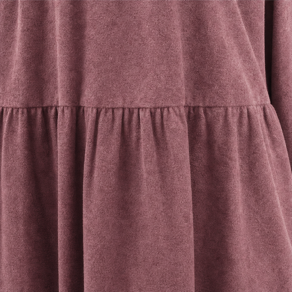 Damen Kleid Langarm Volants Gestuft