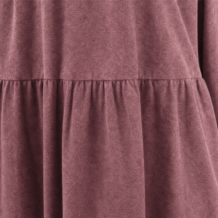 Damen Kleid Langarm Volants Gestuft
