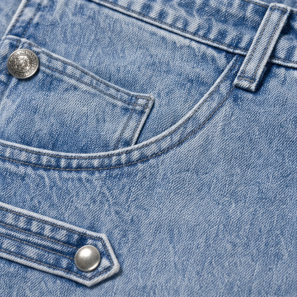 Damen Weite Jeans Mit Seitlicher Schnalle