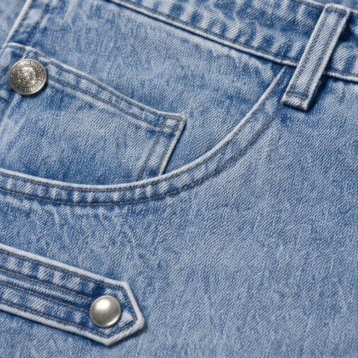 Damen Weite Jeans Mit Seitlicher Schnalle
