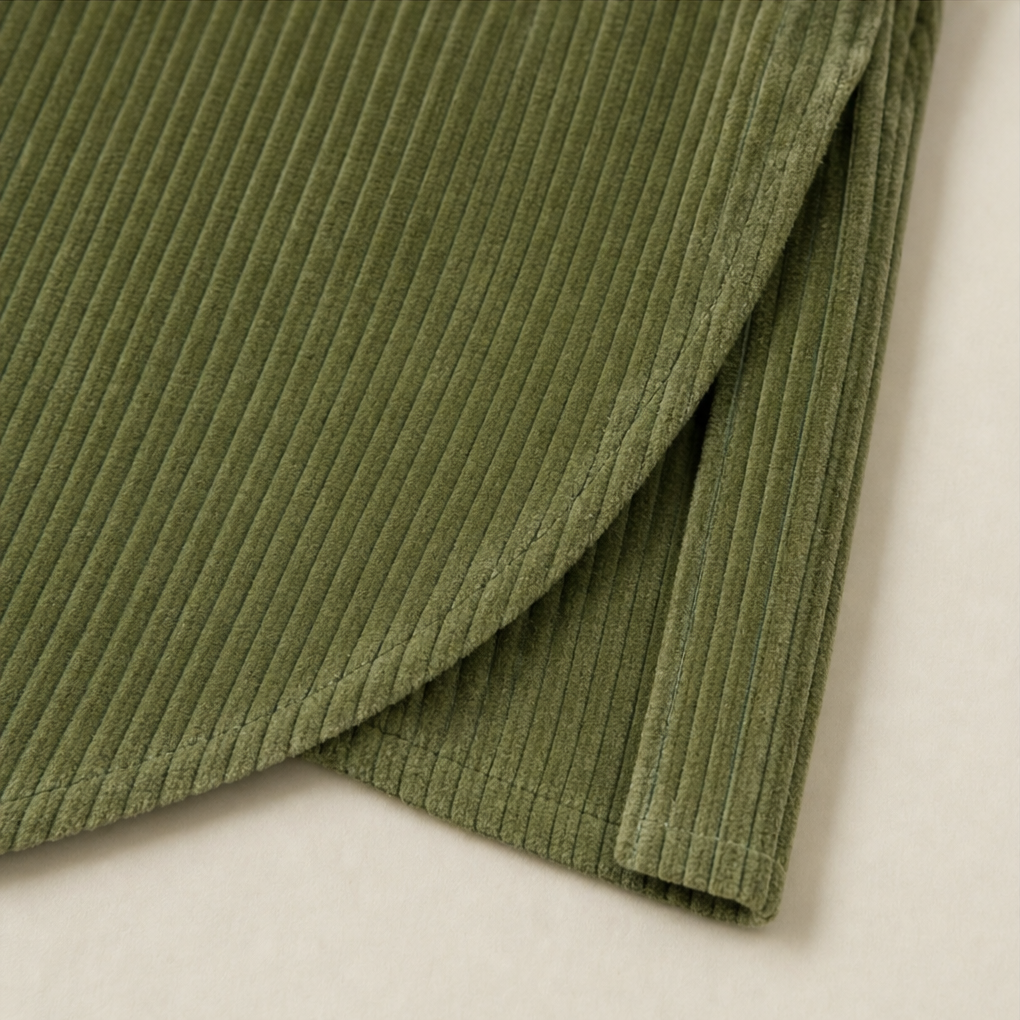 Damen Cord Oberteil Asymmetrische Knopfleiste Mit Stehkragen