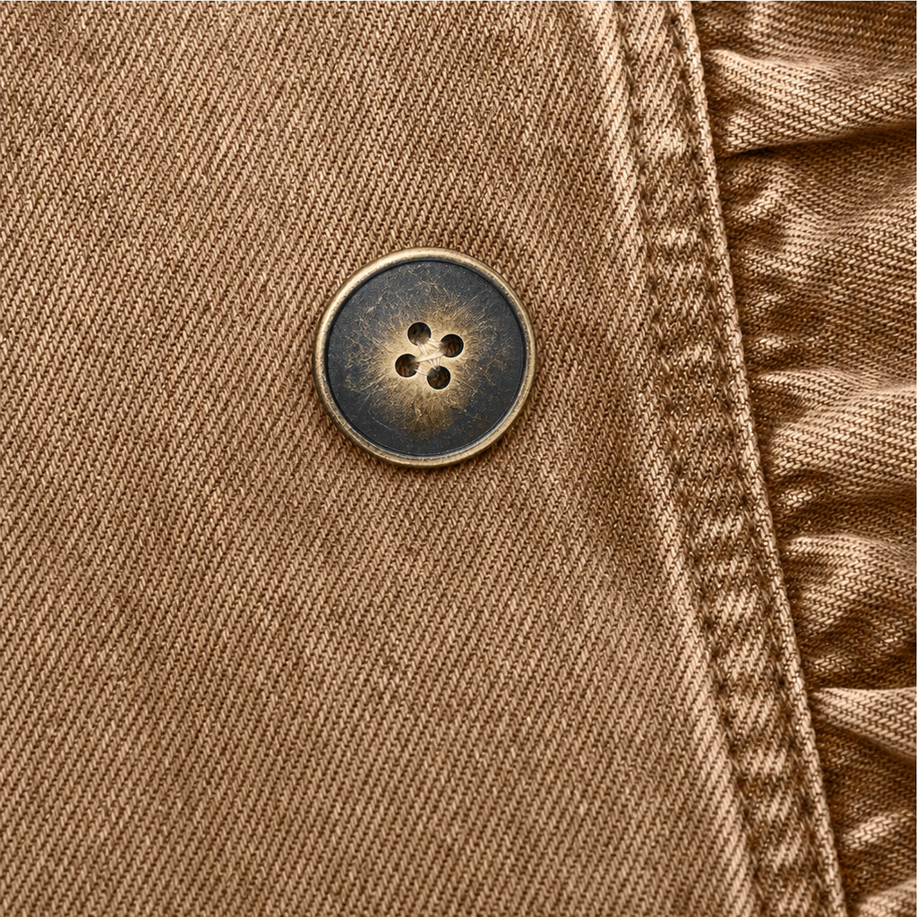 Damen Jeansjacke Mit Rüschen Und Knopfleiste