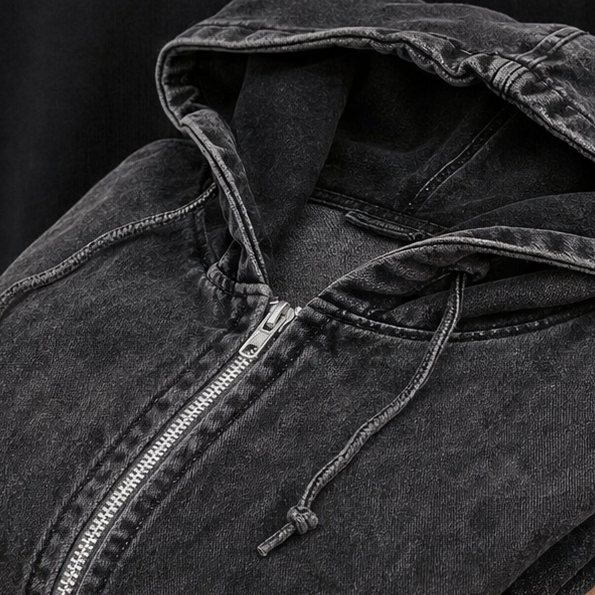 Damen Jeansjacke mit Kapuze und Reißverschluss, Oversized