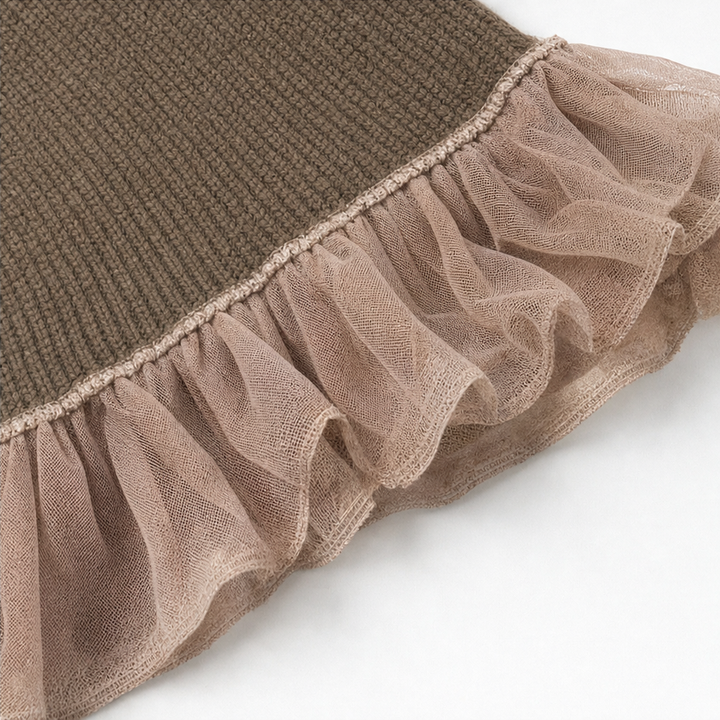 Damen Pulloverkleid Mit Rüschensaum Und Rollkragen