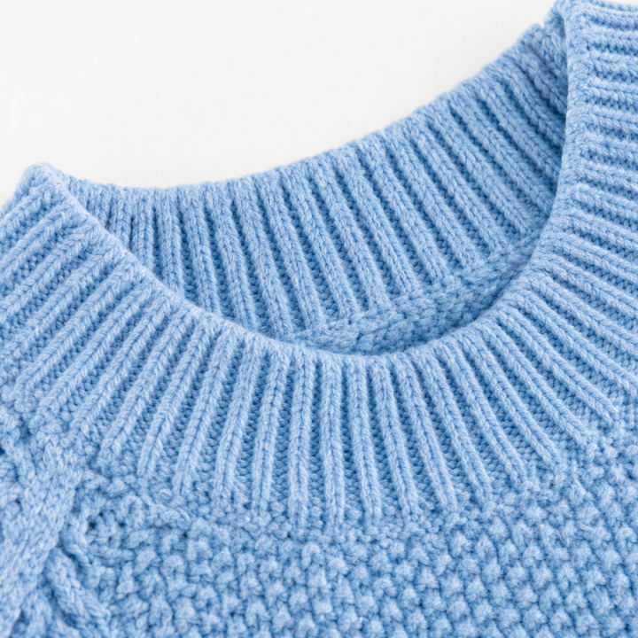 Damen Zopfstrick Pullover Mit Durchbrochenen Ärmeln