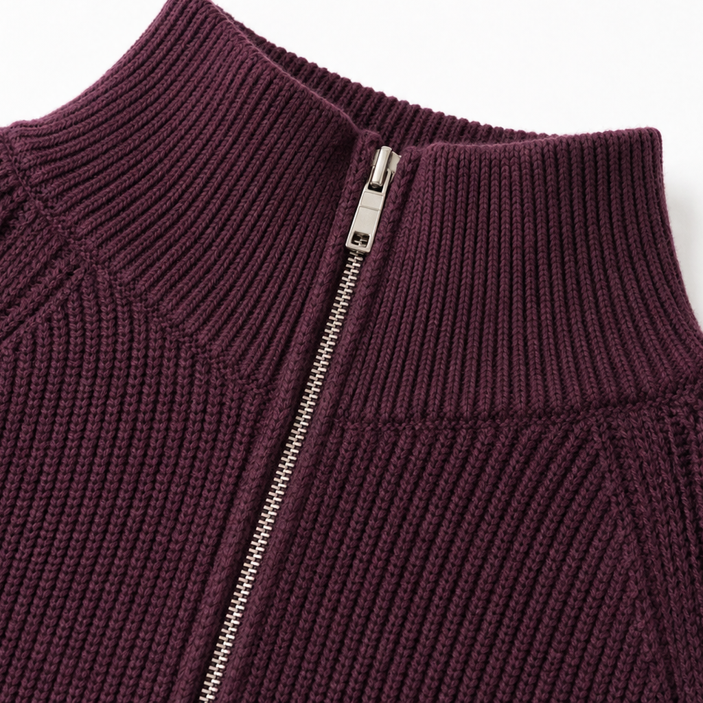 Damen Strickjacke Mit Reißverschluss Und Laternenärmeln
