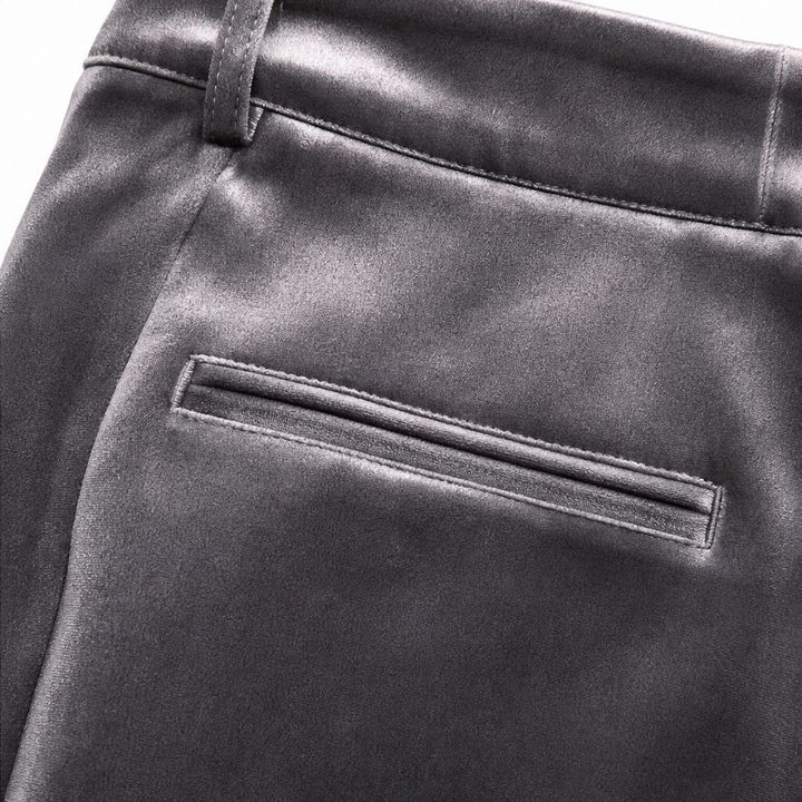 Damen Samthose Hohe Taille Weites Bein