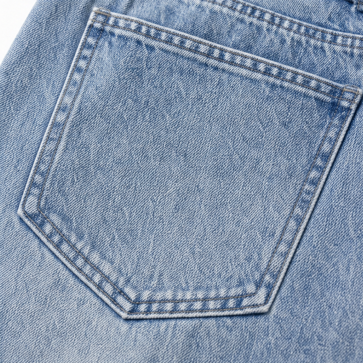 Damen Weite Jeans Mit Seitlicher Schnalle