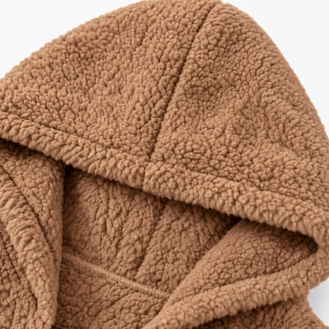 Damen Plüschfleece Jacke Mit Kapuze