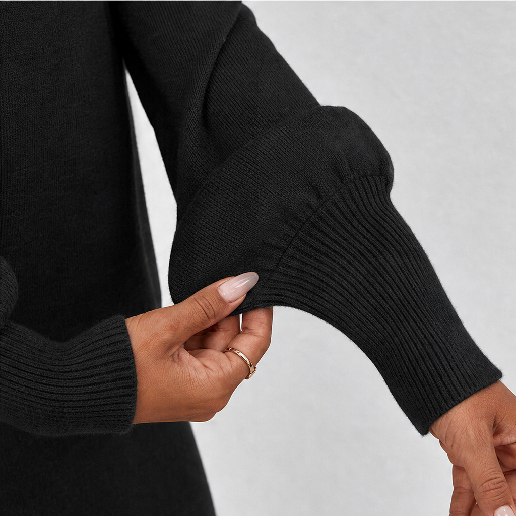 Damen Set Fledermausärmel Wickelstrick Zweiteiliges Kleid