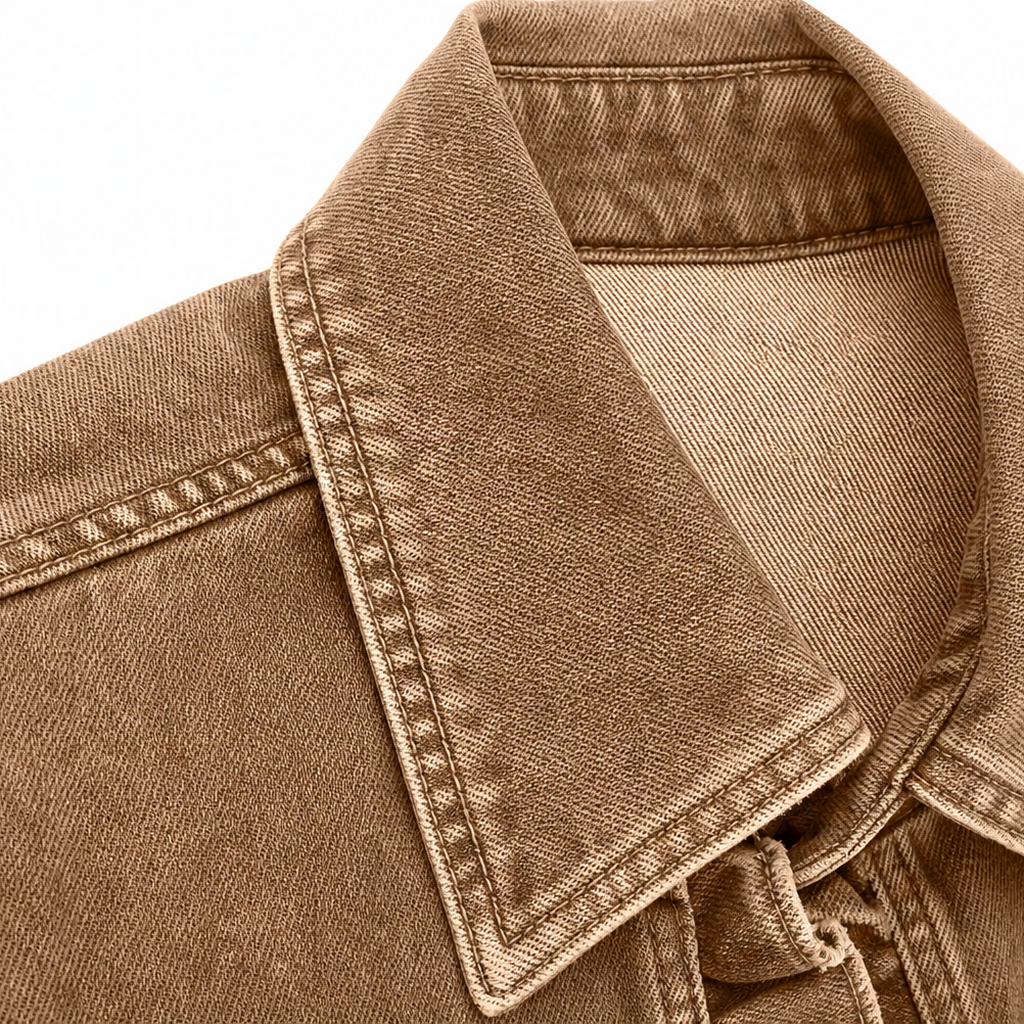 Damen Jeansjacke Mit Rüschen Und Knopfleiste