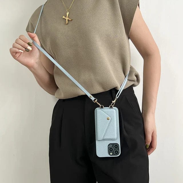 Phone case with chain for women – leather crossbody case with card slot urban chic