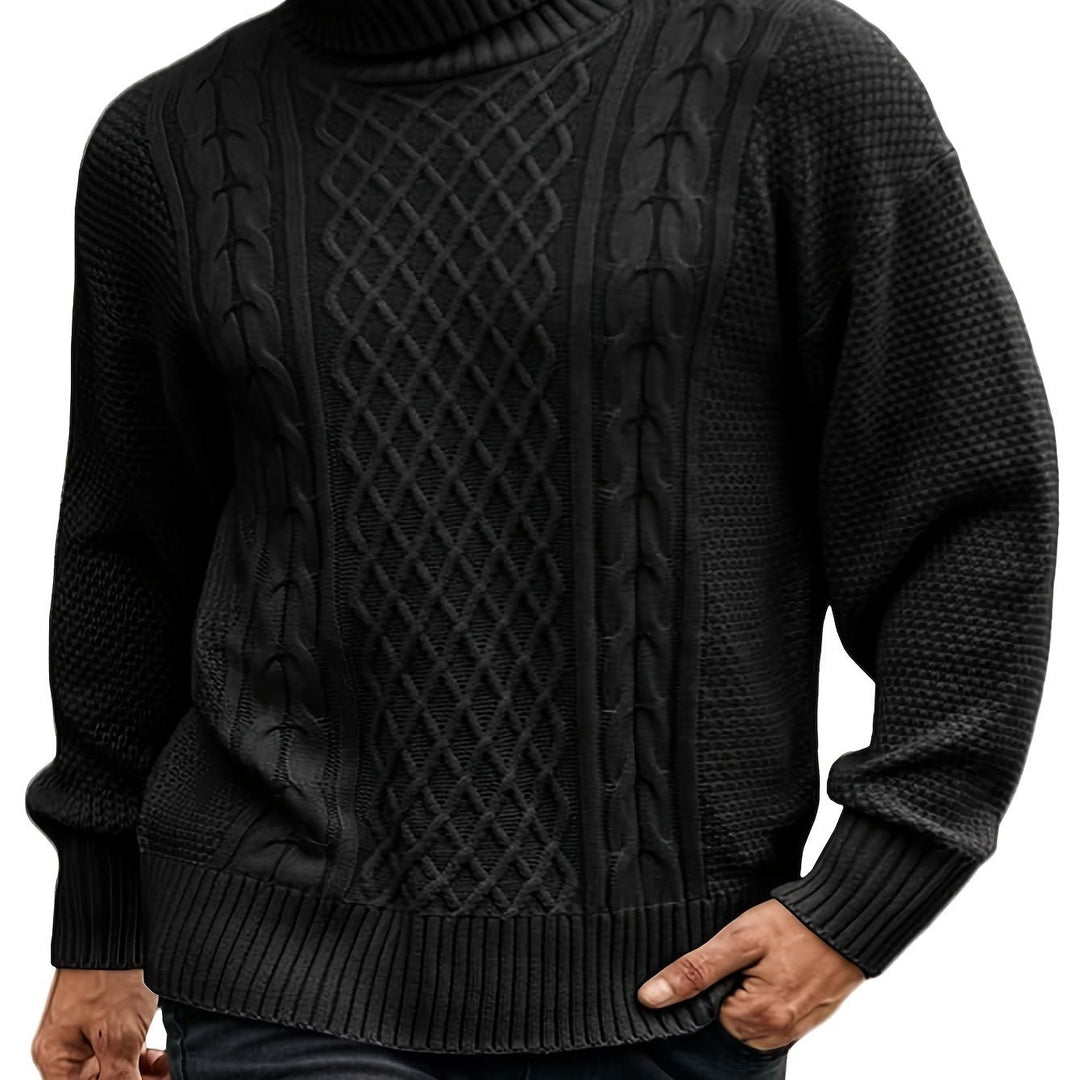 Ambrose | Herren Pullover Zopfmuster mit Rollkragen