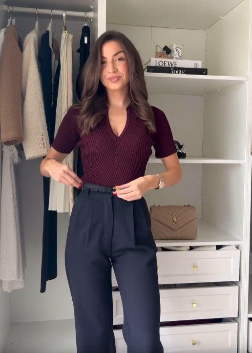 Women's Bordeaux Tweed Three-Piece Set – Elegant Jacket Outfit