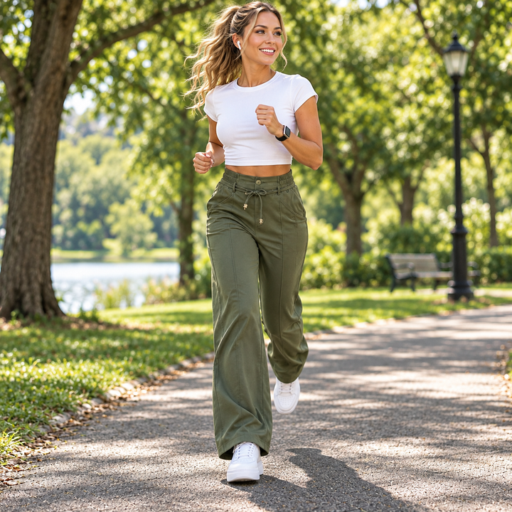 Damen Hose Hohe Taille Gerades Bein Mit Vorderer Naht