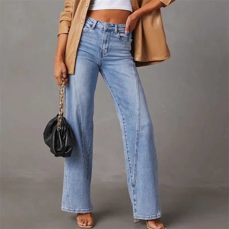 Jean large pour femme à taille haute