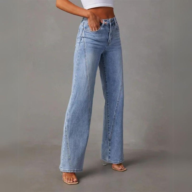 Damen-Jeans mit Weitem Bein aus Denim – Bequeme Passform