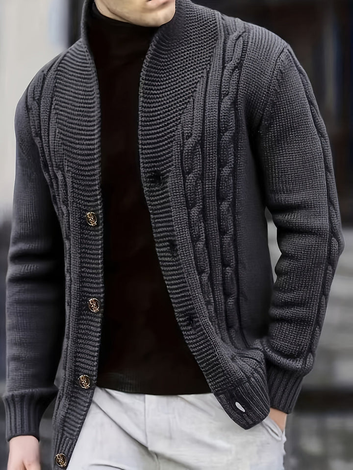 Donovan Herren Kabelstrick-Cardigan mit Knopfleiste