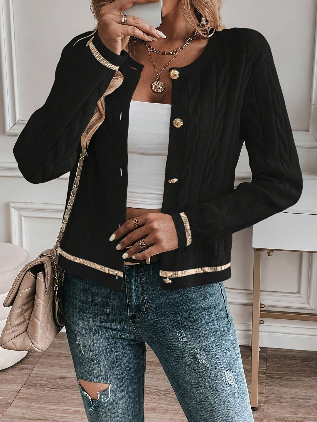 Claire | Damen Strickjacke Zopfmuster