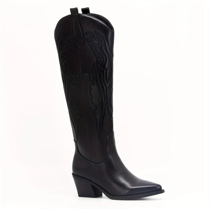 Women's cowboy boots knee-high - vegan leather - western look
